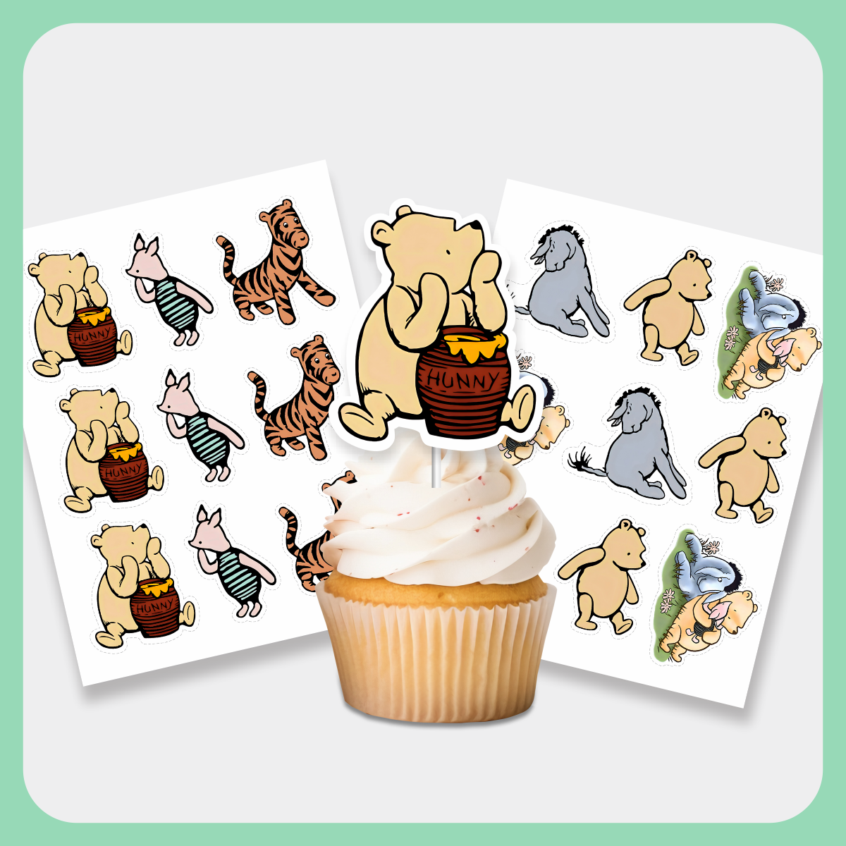 Classic Winne The Pooh Honey Pot Cupcake Toppers