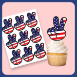 Patriotic Peace Sign Cupcake Toppers