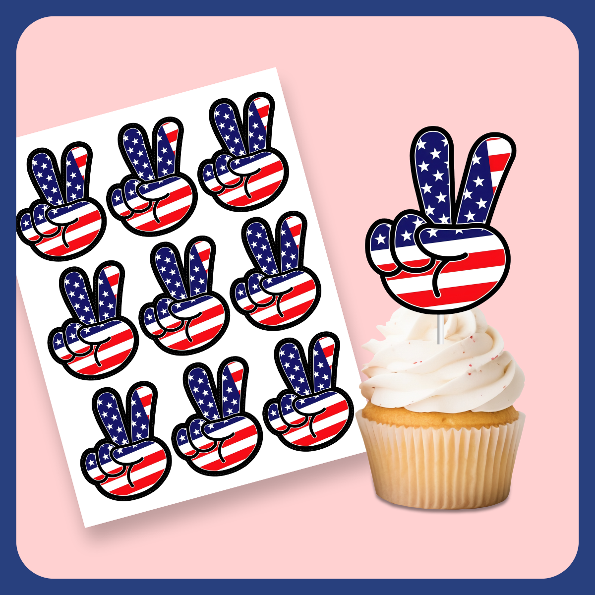 Patriotic Peace Sign Cupcake Toppers_main image.png Patriotic Peace Sign Cupcake Toppers