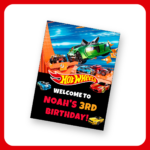 Printable Hot Wheels Birthday Welcome Sign - Digital Download - Custom Race Car Party Entrance Poster
