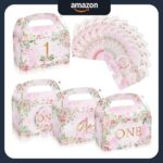 Pink Floral 1st Birthday Favor Boxes
