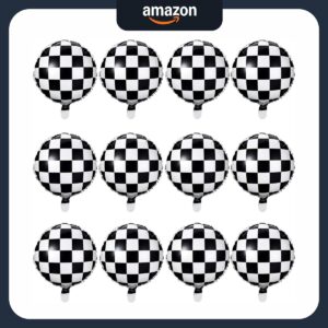 Checkerboard-Balloon_main-image.jpg Foil Black White Checkered Balloon for Racing