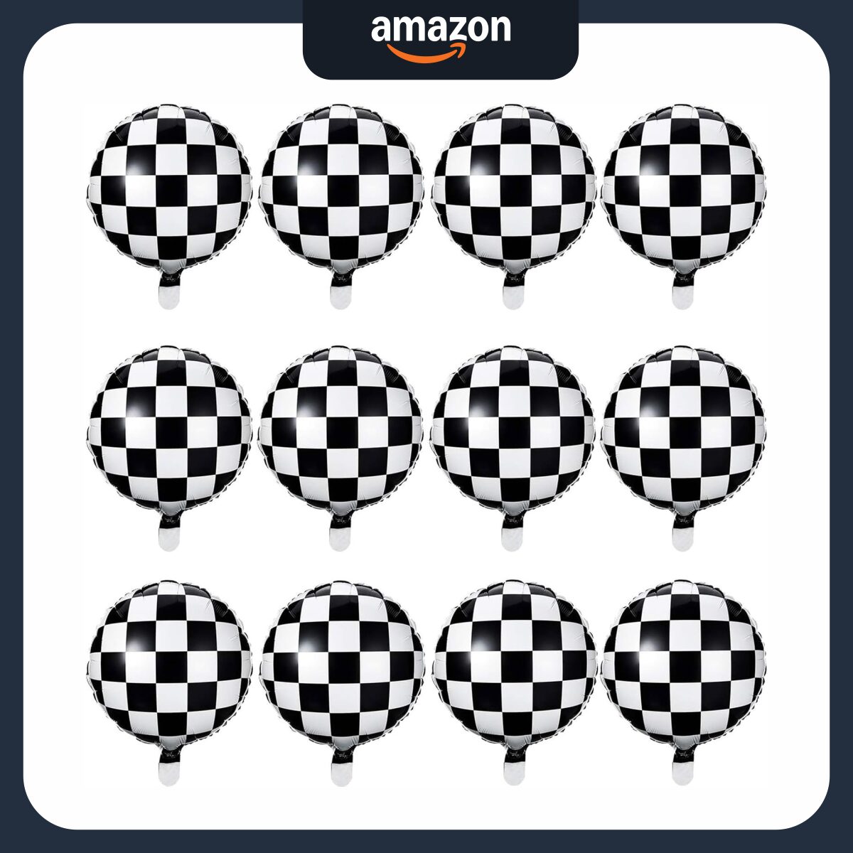 Checkerboard-Balloon_main-image.jpg Foil Black White Checkered Balloon for Racing