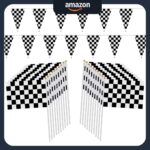Checkered Black & White Pennant Banner Racing Flags