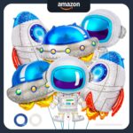 6 Pcs Space Balloons,Astronaut UFO Rocket Foil Balloons