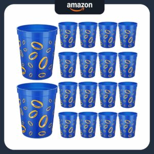 Blue with Gold Ring Print Themed Plastic Cups_mian image.png Qinyoung 24 Pcs Blue with Gold Ring Print Themed Birthday Party Supplies Plastic Cups