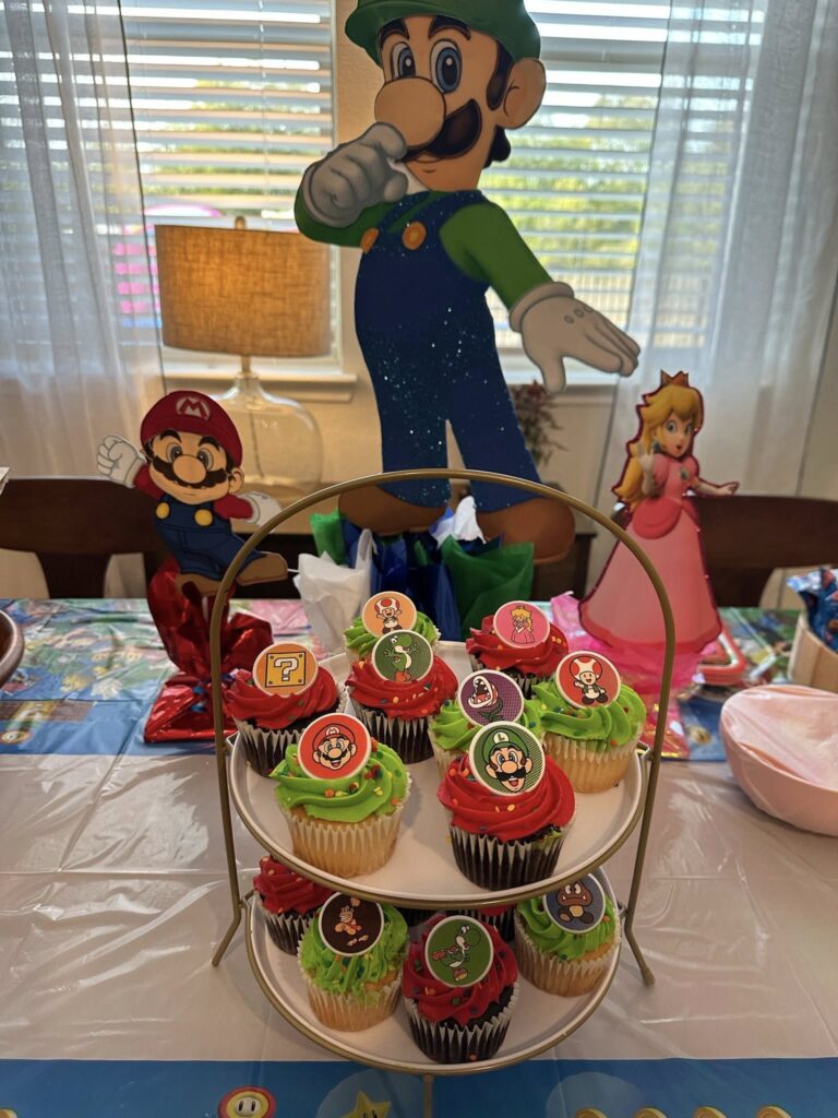 Super Mario themed birthday party for “Level 4”
