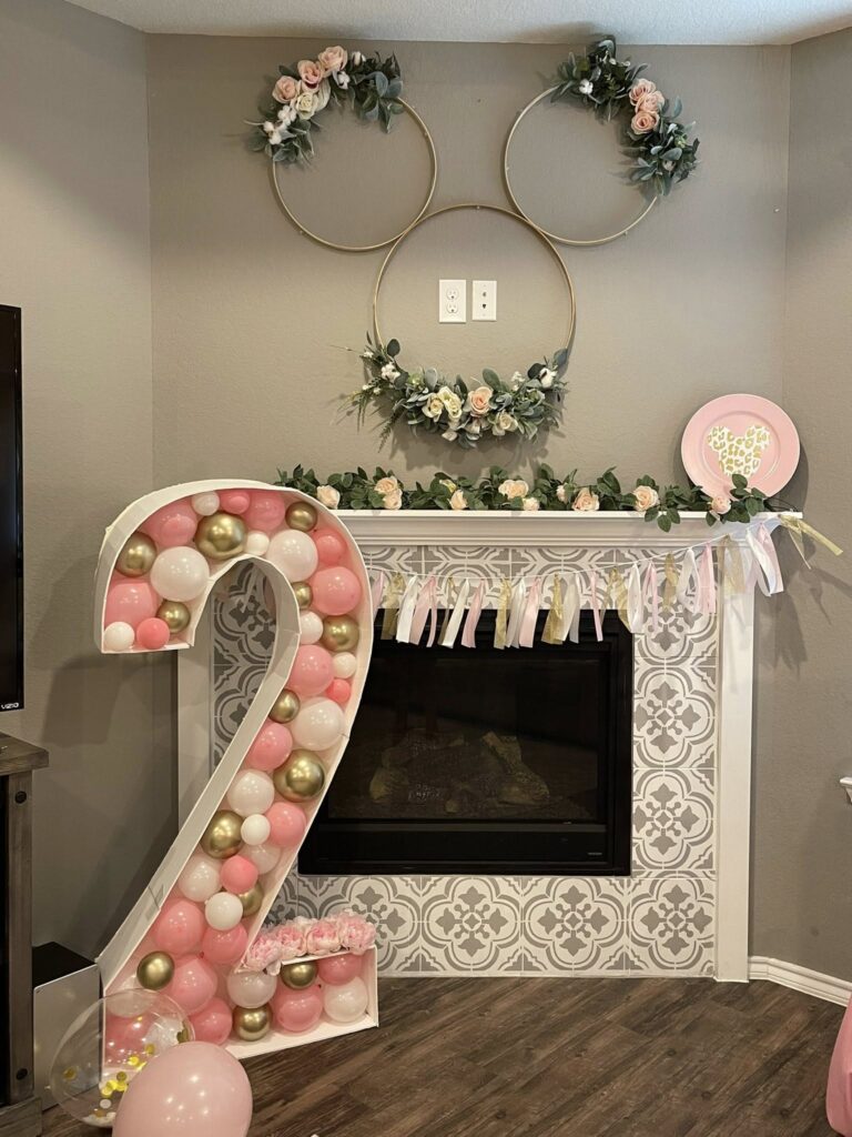 My Little One's 2nd Birthday Party Pink, Gold, Floral & Cheetah Minnie Mouse Theme