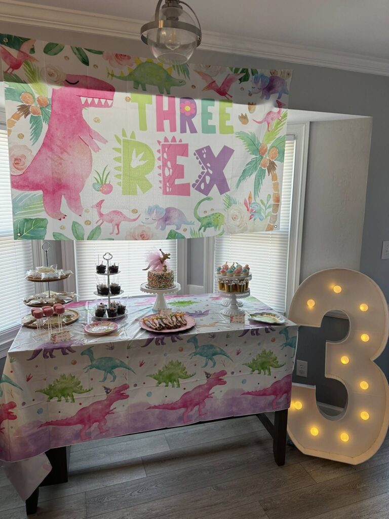 Pink Dinosaur 3rd Birthday Party for a Girl