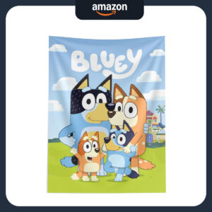 B0DG6XKL49.jpg Bluey Hooray Heelers Fabric Wall Hanging Tapestry (40 x 57 in)
