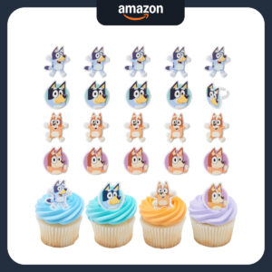 B0CC2BS6CL.jpg DecoPac Bluey Cupcake Rings: 24-Piece Cake Decoration Set