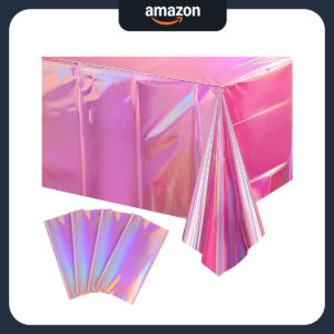 B0C627LYNZ.jpg 4 Pack Iridescent Pink Plastic Tablecloths for Barbie Parties