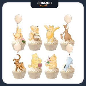 B0CJ8X6DRY.jpg 48 Pcs Winnie the Pooh Cupcake Toppers for Baby Shower Parties