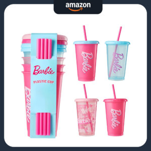 B0G6J4GWY5.jpg MINISO Barbie 16oz Reusable Iced Coffee Cups with Lids & Straws