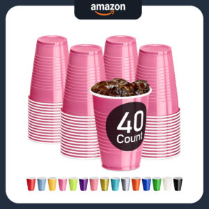 B07PGW7QBT.jpg DecorRack 12 oz Pink Plastic Cups for Barbie Party (40 Count)