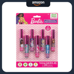 B09XTZ98GS.jpg Barbie 7-Piece Plant-Based Lip Gloss Set for Kids Party Favors