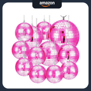 B0BQBWZWQB.jpg 12-Pack Pink Disco Ball Set for Barbie Themed Party Decor