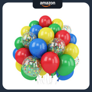 B0CPFHJ55W.jpg Curious George Party Balloon Set: Red, Blue, Yellow & Green