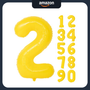 B0BJPWKH2T.jpg Curious George Party Number 2 Balloon: Yellow Graffiti Decor
