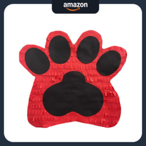B01HEG8216.jpg Red Paw Print Pinata for Dog Themed Birthday Party Supplies