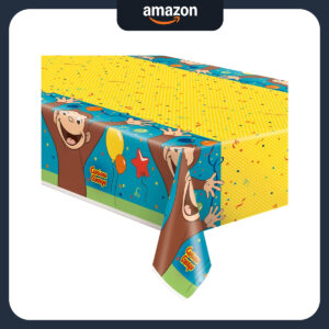 B077HZNRD1.jpg Curious George Plastic Table Cover - 54" x 84" Party Decor