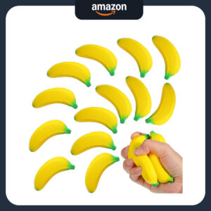 B09CTQ5VQK.jpg Curious George Party Favors: 15 Pcs Banana Stress Toys Set