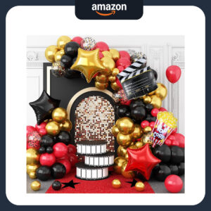 B0CZ8NLGNF.jpg Movie Night Balloon Garland Arch Kit for Film Theme Parties