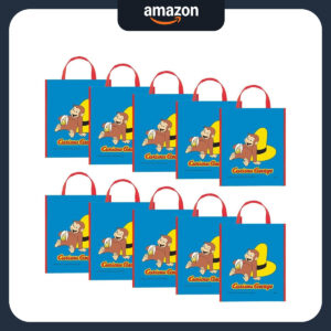 B00HV2LDE2.jpg Curious George Party Tote Bags for Kids - Set of 10
