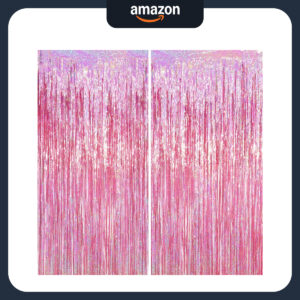 B0CYGVFTRZ.jpg Pink Tinsel Foil Fringe Curtains for Disney Princess Backdrop