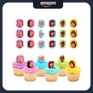 B0CBKT2XGC.jpg Disney Princess Cupcake Rings: 24-Pack Cake Decorations