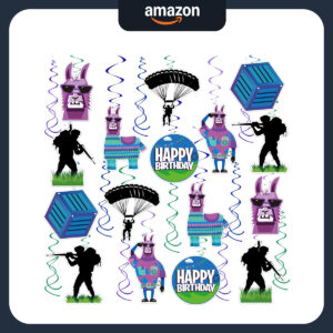 B0F7QJ7XB7.jpg 41Pcs Llama Video Game Hanging Swirls for Fortnite Party Decor
