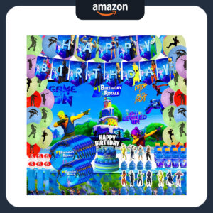 B07QMHFYG7.jpg Fortnite Themed Gaming Birthday Party Decoration Set 142-Pack