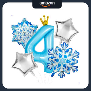 B0DZSSNGYX.jpg Frozen 4th Birthday Party Decorations with Elsa Balloon Set