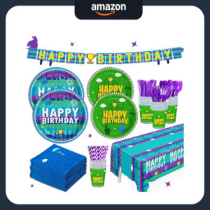 B0DZXLCCTY.jpg Fortnite Themed Video Game Birthday Party Tableware Set for 24