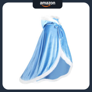 B09C8SFXMW.jpg Girls' Hooded Princess Cape for Frozen Themed Dress Up