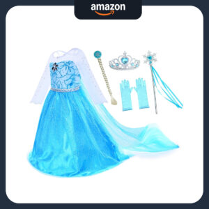 B07FB15P9S.jpg Frozen Princess Costume with Accessories for Girls Dress Up