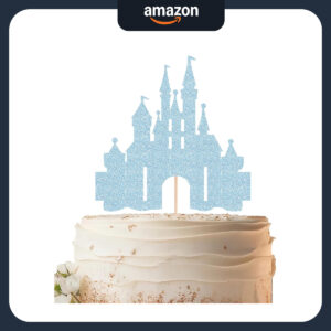 B0DPWMJLXB.jpg Light Blue Glitter Castle Cake Topper for Frozen Theme Parties