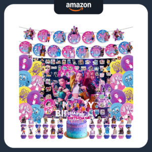 B0G1FLTJJ6.jpg Demon Hunters Birthday Party Decorations Kit with Backdrop