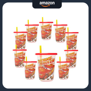 B0FQY4S14Q.jpg Cars Take & Toss Toddler Straw Cups for McQueen Party 10ct
