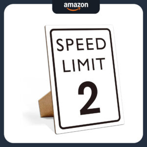 B0D7PD1TYS.jpg Race Car Birthday Party Decor: Wooden Speed Limit Sign Tabletop