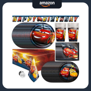 B08F2Z3PL9.jpg Lightning McQueen Birthday Party Tableware Set for 16 Guests