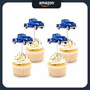 B099CQ9YBN.jpg Little Blue Truck Cupcake Toppers for Baby Shower Decorations