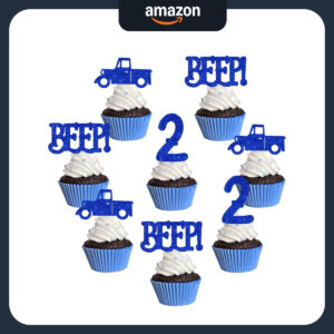 B0CZHHH8B6.jpg 24Pcs Little Blue Truck Cupcake Toppers for 2nd Birthday Party