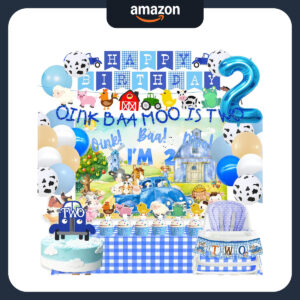B0DL556LTP.jpg Farm Animal 2nd Birthday Party Decorations: Little Blue Truck