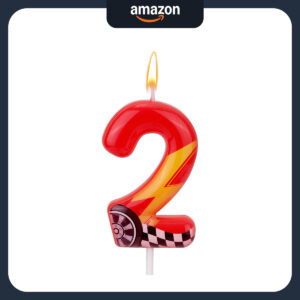 B0F8N1KS47.jpg Racing Car Number 2 Birthday Candle for McQueen Party Cakes