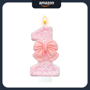 B0D9MMD9HF.jpg Pink Glitter Bow Numeric Birthday Candle for Cake Decorating