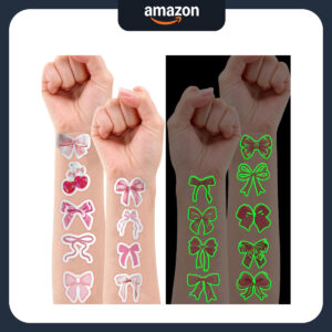 B0F65D4RPC.jpg 96 PCS Pink Bow Temporary Tattoos for Birthday Party Favors