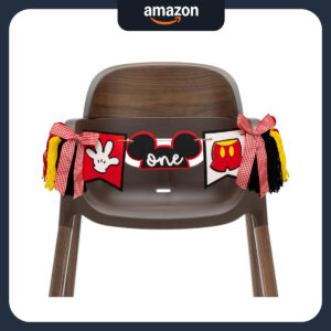 B0G7SBL5NL.jpg Mickey Mouse First Birthday High Chair Banner with Tassels