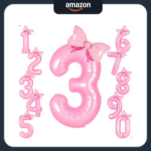 B0DK5QH12W.jpg Pink Number 3 Balloon Set for Girls 3rd Birthday Decorations