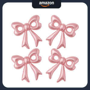 B0F3884677.jpg 4 Pcs Pink Bow Foil Balloons for Party Backdrop Decorations
